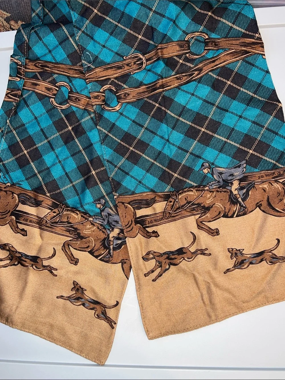 Vintage JG Hook Equestrian Scarf: 80s-90s Preppy Style